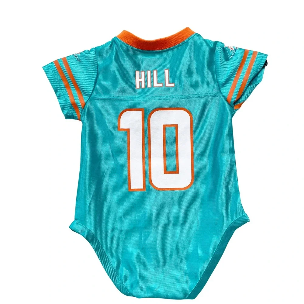 NFL Team Baby Aqua Tyreek Hill #10 Miami Dolphins Jersey Bodysuit Size 6-9 Month